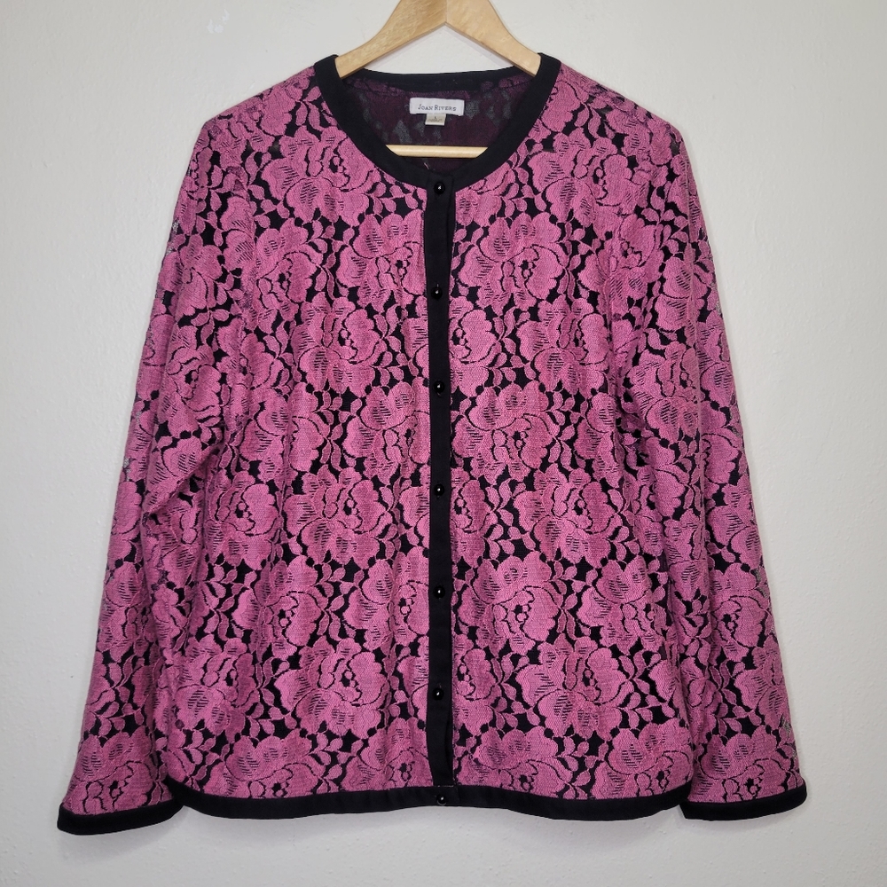 Joan Rivers Floral Lace Cardigan, Size L